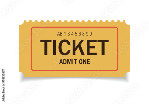 Admit ticket mockup. Retro style and vintage colors template Ticket. For cinema, sale coupon, circus, theater, festival. Minimalist coupon. Isolated background