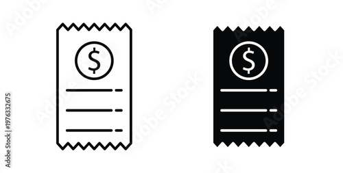 Payment receipt icon vector illustration logo design in clipart and strokes