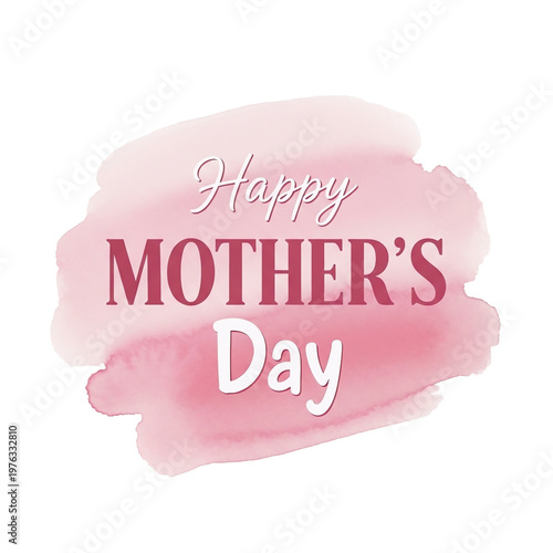Happy Mother's Day Watercolor PNG, Pink Watercolor Brush Stroke Typography, Mother's Day Greeting Card Design