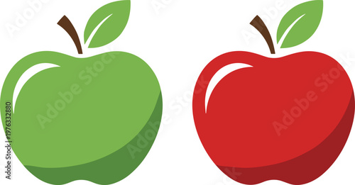Green and Red Apples Illustration with Fresh Leaves, Healthy Food Symbol, Organic Produce Vector Design for Websites, Apps, and Digital Media
