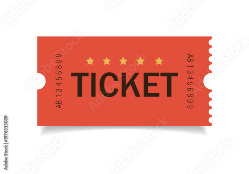 Admit ticket mockup. Retro style and vintage colors template Ticket. For cinema, sale coupon, circus, theater, festival. Minimalist coupon. Isolated background