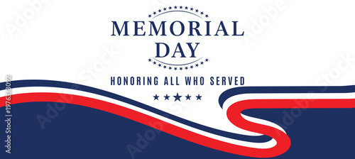 Memorial Day Vector Banner with American Flag Theme