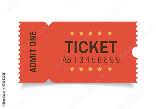 Admit ticket mockup. Retro style and vintage colors template Ticket. For cinema, sale coupon, circus, theater, festival. Minimalist coupon. Isolated background