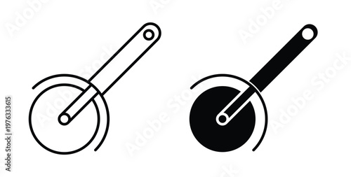 Pizza Slicer icon vector illustration logo design in clipart and strokes