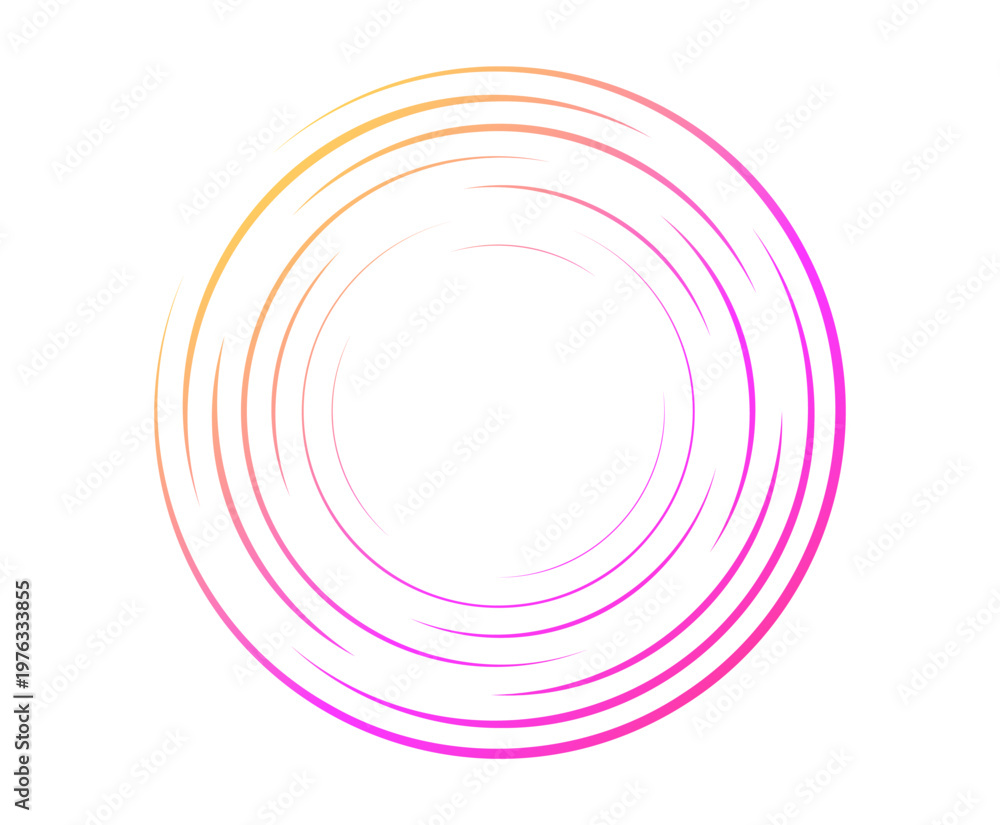 Fototapeta premium Bright gradient circular lines forming energy burst effect. Dynamic radial vector element for technology and innovation concepts