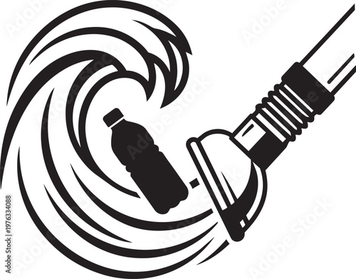 Bottle sucked into vacuum near ocean wave