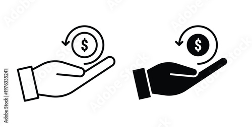 Refund icon vector illustration logo design in clipart and strokes