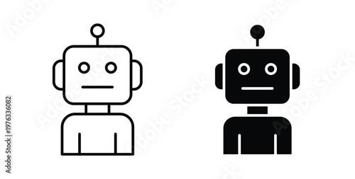Robot icon vector illustration logo design in clipart and strokes