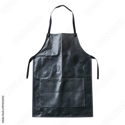 Professional black leather apron mockup isolated on white background
