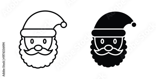 Santa Claus icon vector illustration logo design in clipart and strokes