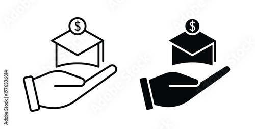 Scholarship fund icon vector illustration logo design in clipart and strokes