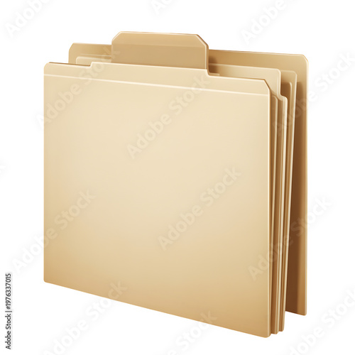 Manila office file folder with tabs isolated on white background.