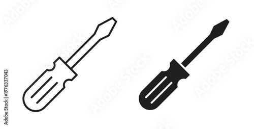Screwdriver icon vector illustration logo design in clipart and strokes