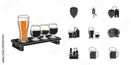 Beer Flight Tasting Paddle Brewery Silhouette