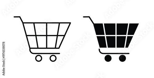 Shopping trolley icon vector illustration logo design in clipart and strokes