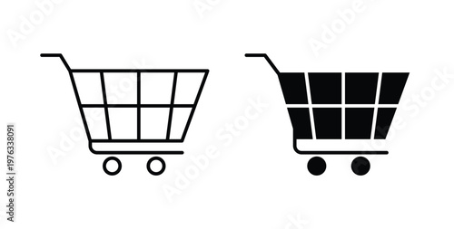 Shopping Cart icon vector illustration logo design in clipart and strokes