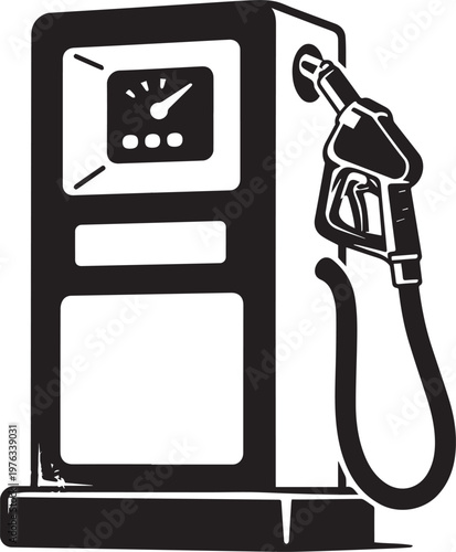 Black And White Fuel Pump With Nozzle Hose And Gauge