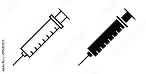Syringe icon vector illustration logo design in clipart and strokes
