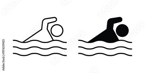 Swimming icon vector illustration logo design in clipart and strokes