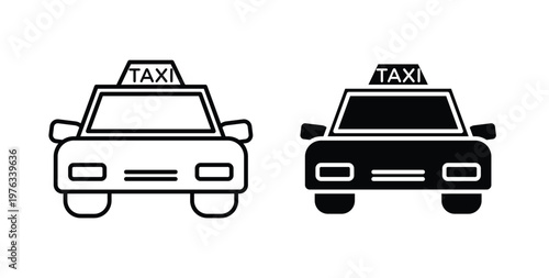 Taxi icon vector illustration logo design in clipart and strokes