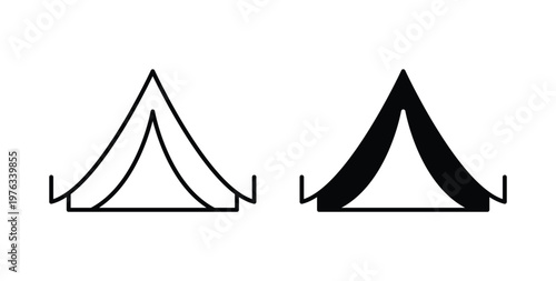 Tent icon vector illustration logo design in clipart and strokes