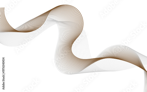 Abstract flowing wave of thin colorful lines on white background.