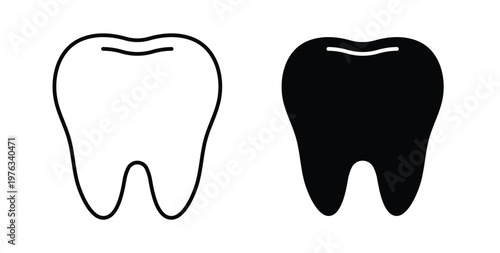 Tooth icon vector illustration logo design in clipart and strokes
