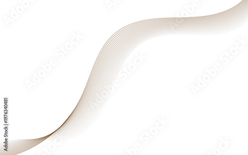 Abstract flowing wave of thin colorful lines on white background.