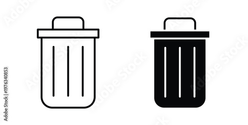Trash icon vector illustration logo design in clipart and strokes