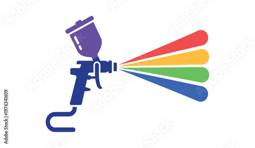 Colorful spray paint gun illustration a vibrant tool for artistic expression and industrial applications