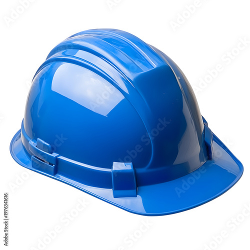 Blue industrial safety hard hat isolated on white background
