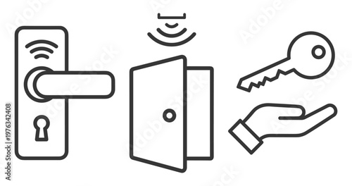 Door unlock access control security icon on transparent background