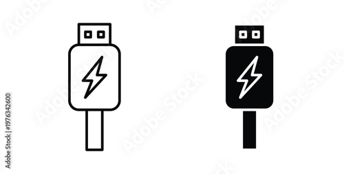 Usb icon vector illustration logo design in clipart and strokes