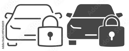 Car security icon guard access travel transport automotive silhouette lock