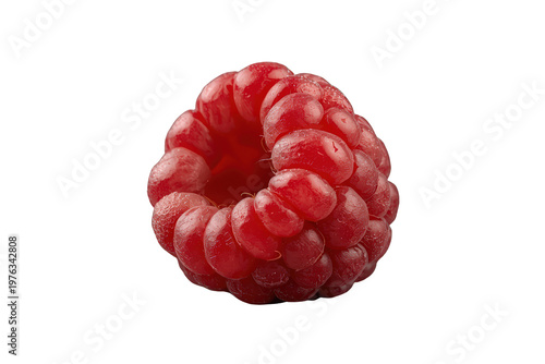 Fresh red raspberry on transparent background, ripe organic berry for healthy eating and diets, sweet fruit