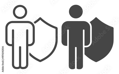 Person people icon outline protection guard shield human solid defense