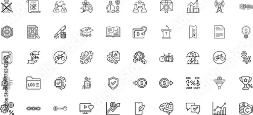 Academic education and professional service icons for scientific research and networking