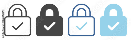 Lock security icon solid access authentication check approval interface button