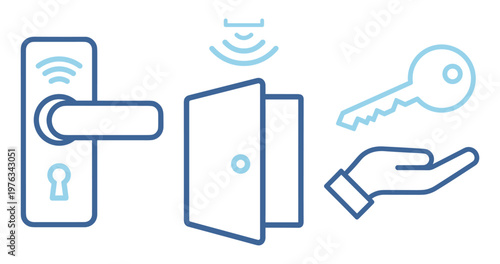 Door lock access control security icon on transparent background