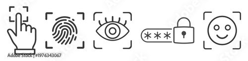 Identity security icon authentication access login technology fingerprint face hand