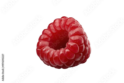 Fresh ripe red raspberry fruit berry, juicy dessert ingredient, healthy raw vegan food, transparent background