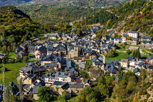 Driving through the beautiful Panticosa, Aragon, Spain. South part of Pyrenees mountains.