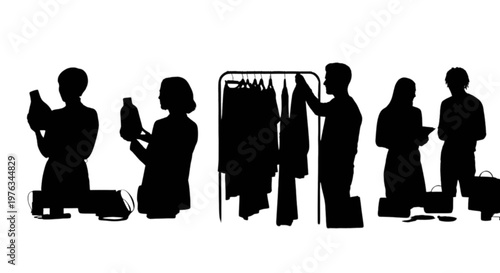 Group of silhouettes engaging in a professional conference or meeting discussion isolated on transparent background, Vector