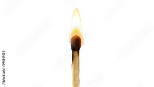 Photography Burning matchstick with bright flame, isolated on transparent background