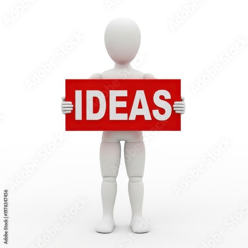 Person holding ideas sign on transparent background
