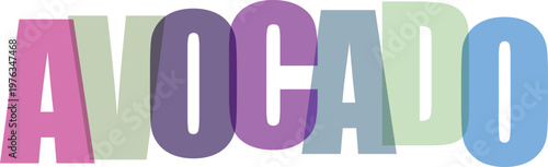 Multicolored Avocado Text white background