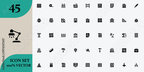 Diverse collection of black line icons representing various concepts and objects in a grid layout