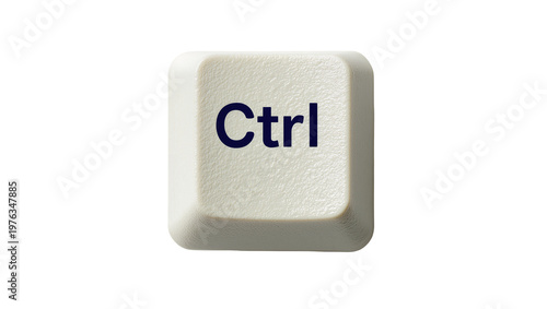 Konstfotografi Single beige computer keyboard Ctrl key with dark blue lettering, isolated on tr