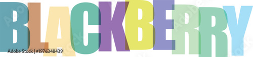 Multicolored Blackberry Word Text white background