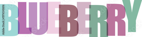 Multicolored Blueberry Word Text white background